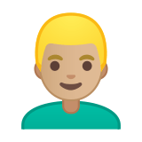 Person: Medium-Light Skin Tone, Blond Hair, Google style