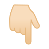 Backhand Index Pointing Down Emoji with Light Skin Tone, Google style