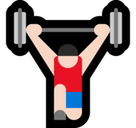 Man Lifting Weights Emoji with Light Skin Tone, Microsoft style