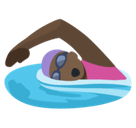 Woman Swimming Emoji with Dark Skin Tone, Facebook style