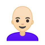 Woman: Light Skin Tone, Bald, Google style