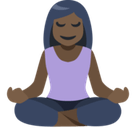 Woman in Lotus Position Emoji with Dark Skin Tone, Facebook style