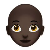 Woman: Dark Skin Tone, Bald, Apple style