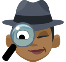 Woman Detective Emoji with Medium-Dark Skin Tone, Facebook style
